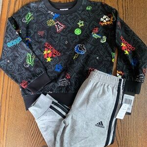 Adidas Black and Blue Graphic Sweatshirt